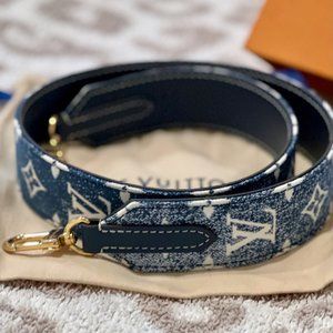 Louis Vuitton Shoulder Strap Monogram Jacquard Blue Denim and Leather
